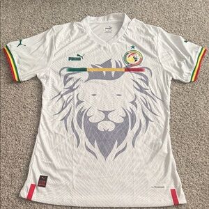 Puma Senegal Soccer Jersey White and Gray Lion Soccer Jersey